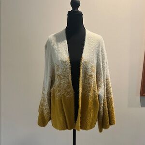 NWT ANTHROPOLOGY Elegant Women's White and Yellow Cardigan XL